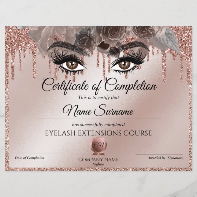 Certificate of Completion Award lashes course (Devant)