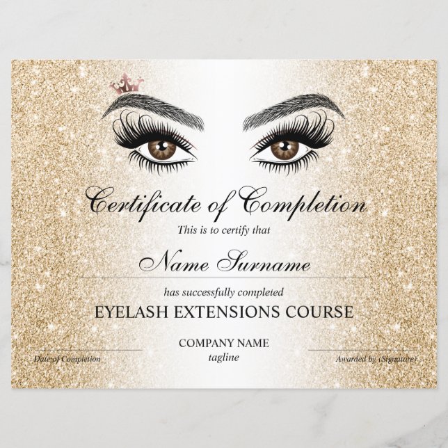 Certificate of Completion Award lashes course (Devant)
