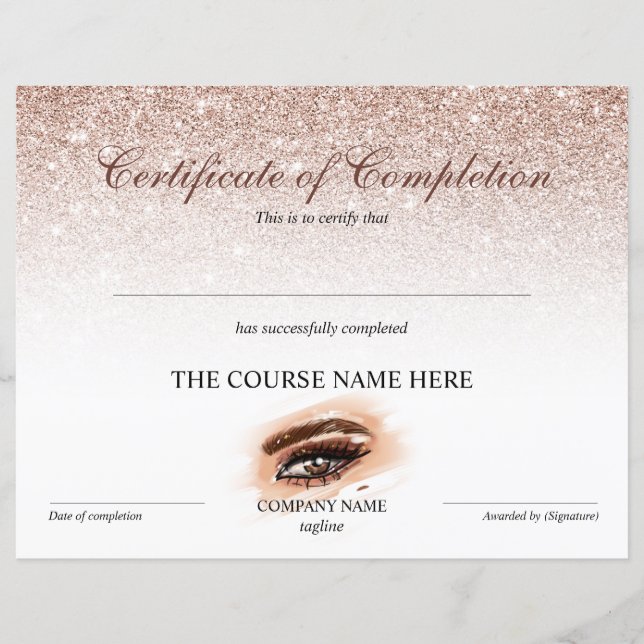 Certificate of Completion Award lashes course (Devant)