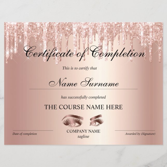 Certificate of Completion Award lashes course (Devant)