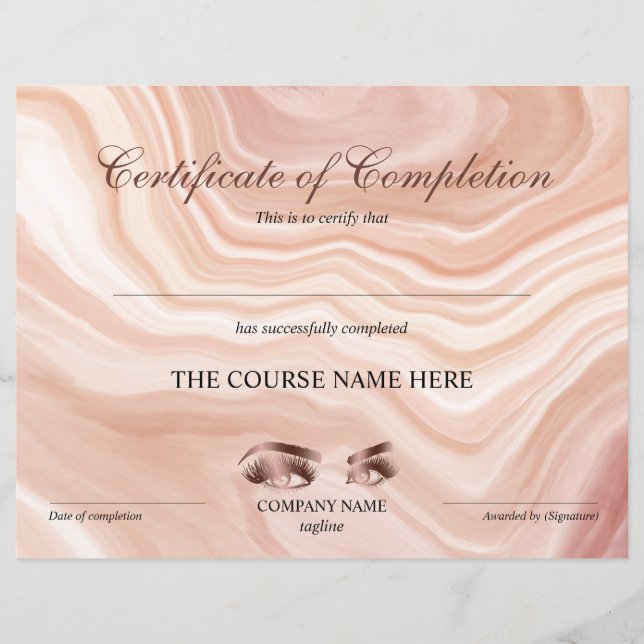 Certificate of Completion Award lashes course (Devant)