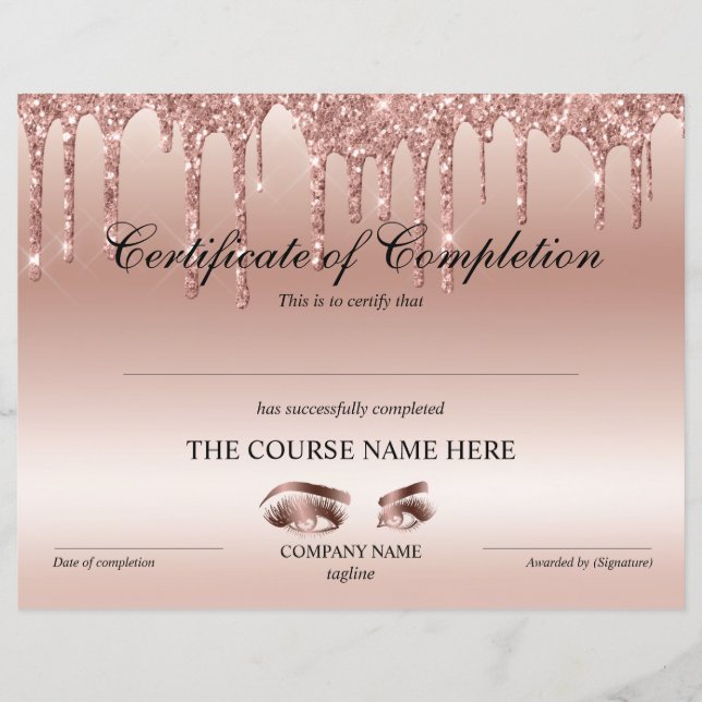 Certificate of Completion Award lashes course (Devant)