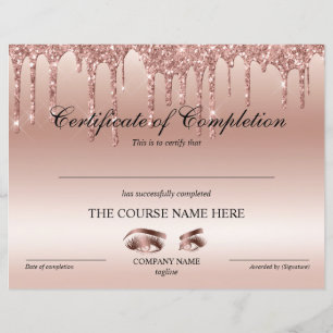 Certificate of Completion Award lashes course