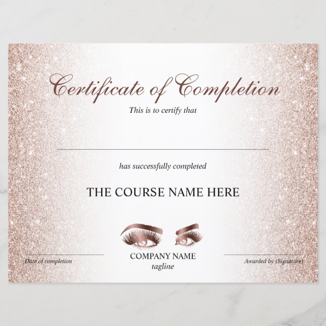 Certificate of Completion Award lashes course (Devant)