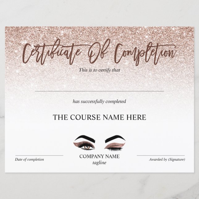 Certificate of Completion Award lashes course (Devant)