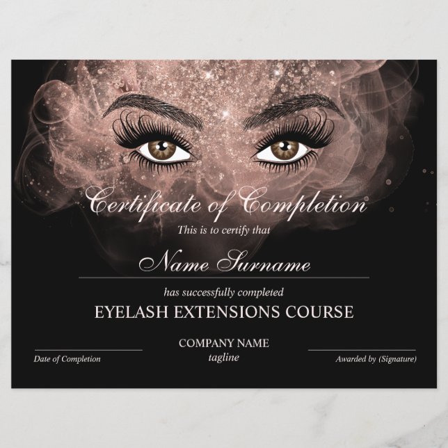 Certificate of Completion Award lashes course (Devant)