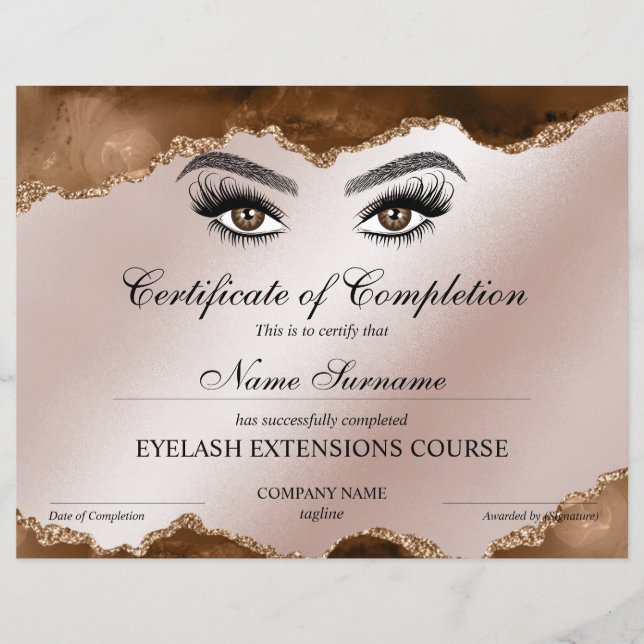Certificate of Completion Award lashes course (Devant)