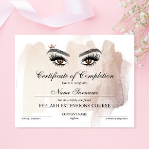 Certificate of Completion Award lashes course