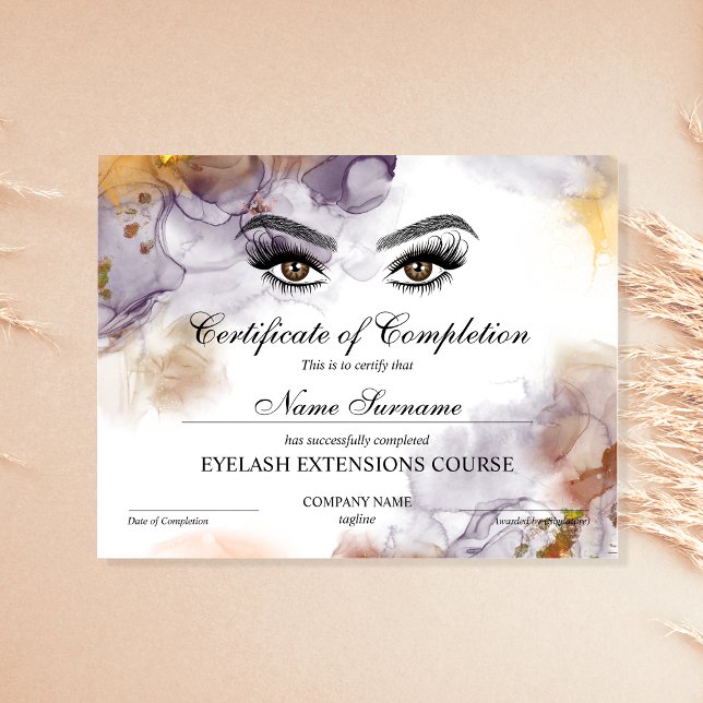 Certificate of Completion Award lashes course (Créateur téléchargé)