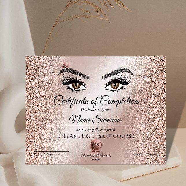 Certificate of Completion Award lashes course (Créateur téléchargé)