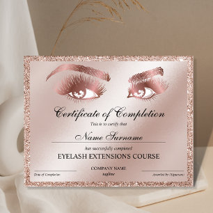 Certificate of Completion Award lashes course