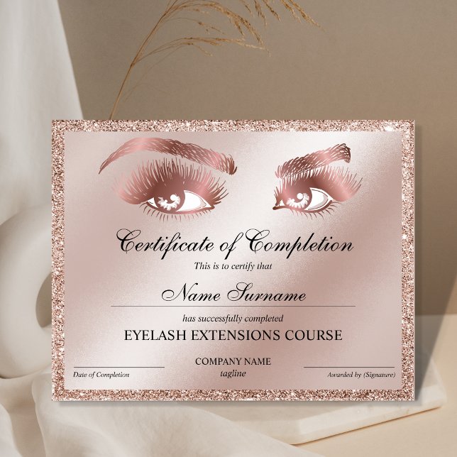 Certificate of Completion Award lashes course (Créateur téléchargé)