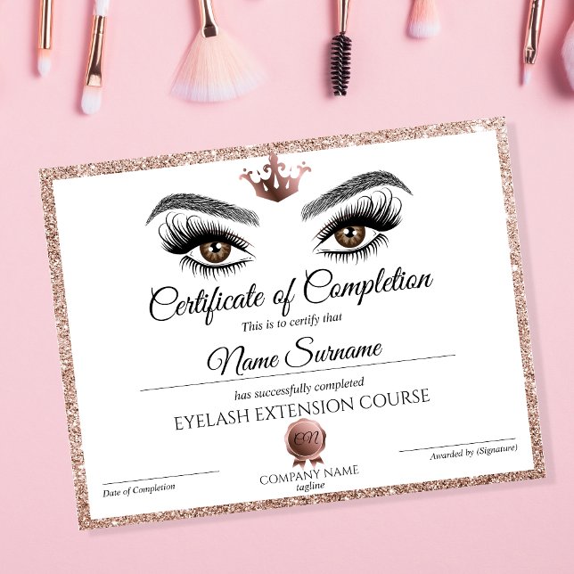 Certificate of Completion Award lashes course (Créateur téléchargé)