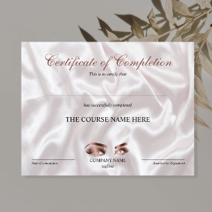 Certificate of Completion Award lashes course