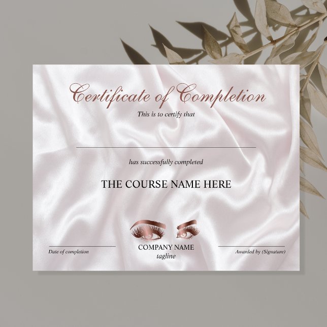 Certificate of Completion Award lashes course (Créateur téléchargé)