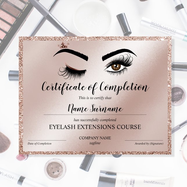 Certificate of Completion Award lashes course (Créateur téléchargé)