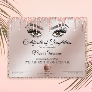 Certificate of Completion Award lashes course