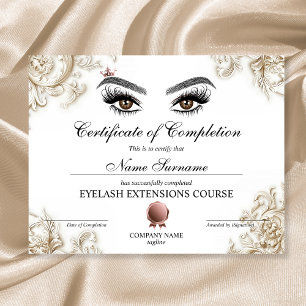 Certificate of Completion Award lashes course