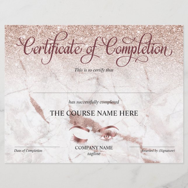 Certificate of Completion Award lashes course (Devant)