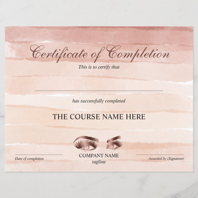 Certificate of Completion Award lashes course (Devant)