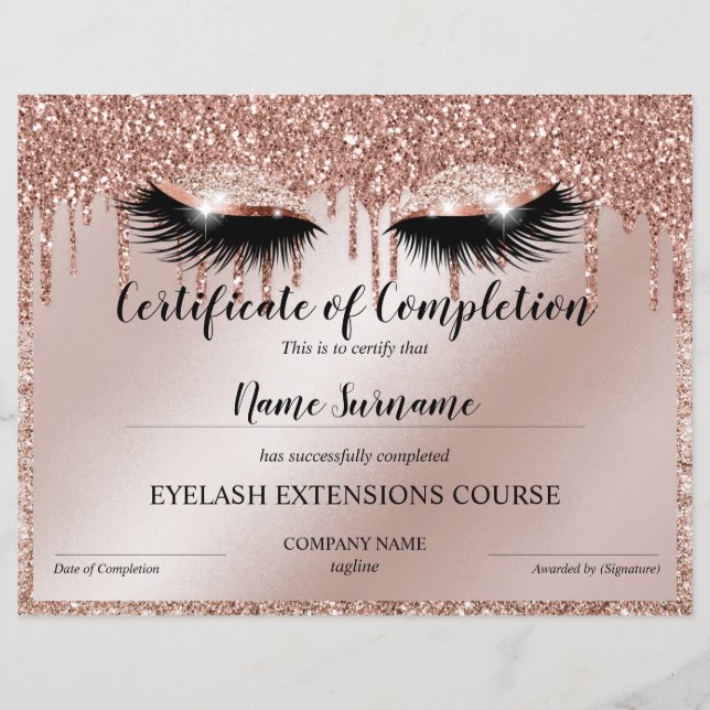 Certificate of Completion Award lashes course (Devant)