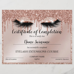 Certificate of Completion Award lashes course