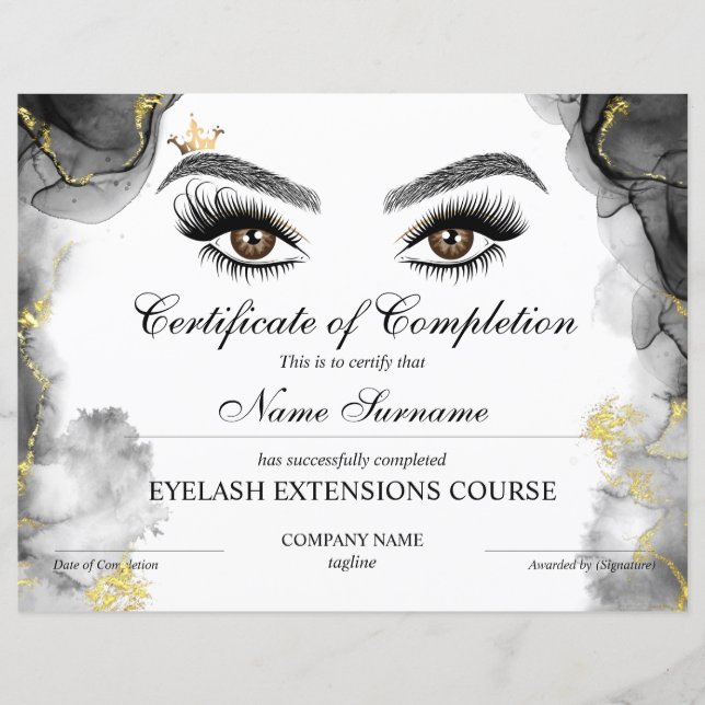 Certificate of Completion Award lashes course (Devant)