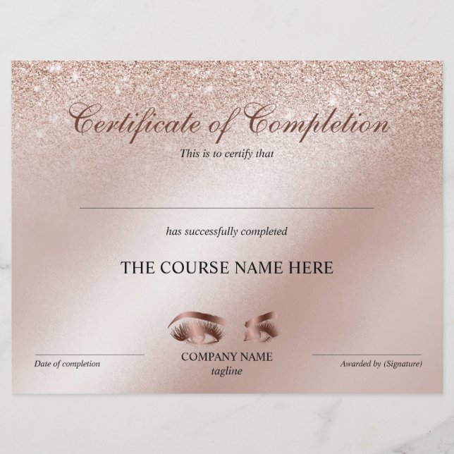 Certificate of Completion Award lashes course (Devant)