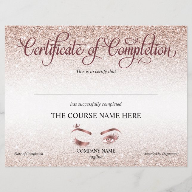 Certificate of Completion Award lashes course (Devant)