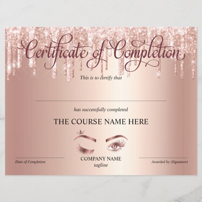 Certificate of Completion Award lashes course (Devant)