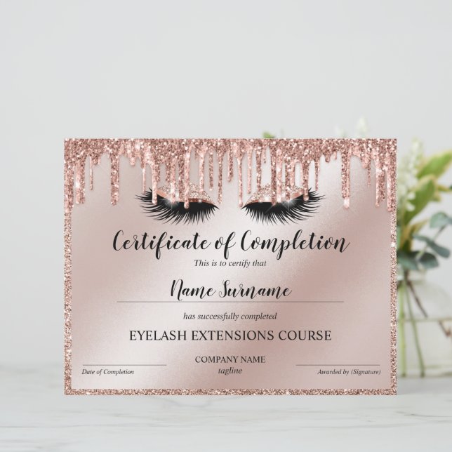 Certificate of Completion Award lashes course (Debout devant)