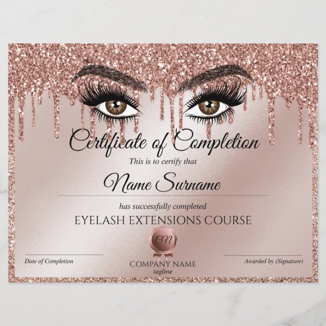 Certificate of Completion Award lashes course (Devant)
