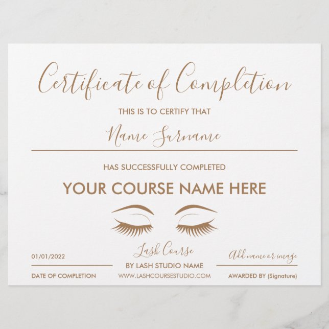 certificate of completion lash course (Devant)