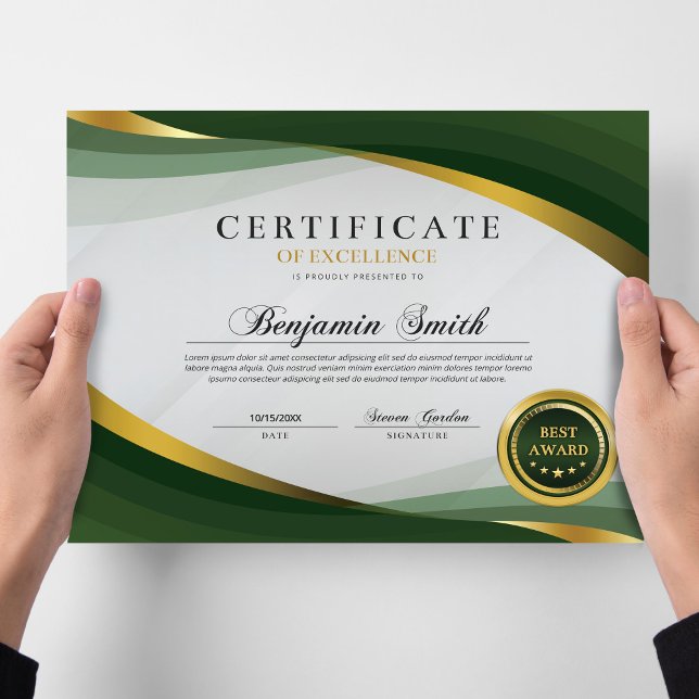 Certificate of Excellence Green & Gold Award (Créateur téléchargé)