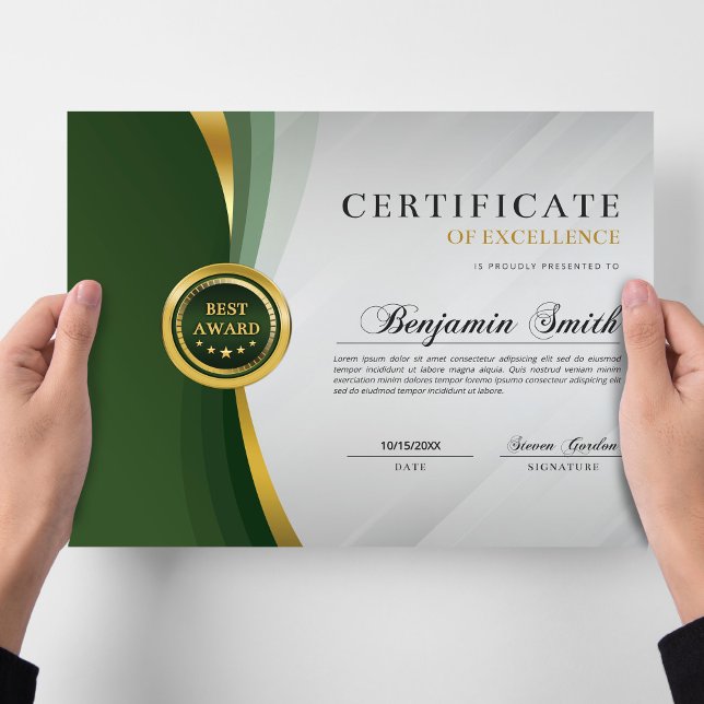Certificate of Excellence Green & Gold Award (Créateur téléchargé)