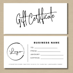 Certificats cadeaux Black White Logo