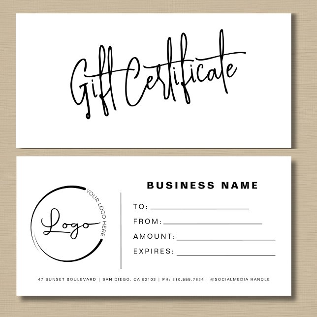 Certificats cadeaux Black White Logo (Créateur téléchargé)