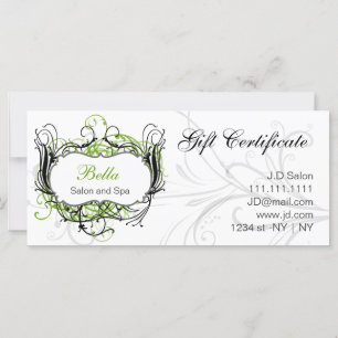 Certificats-cadeaux chic vert, noir et blanc