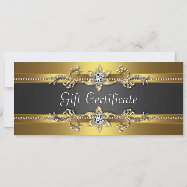 Certificats-cadeaux commerciaux noir et or (Devant)