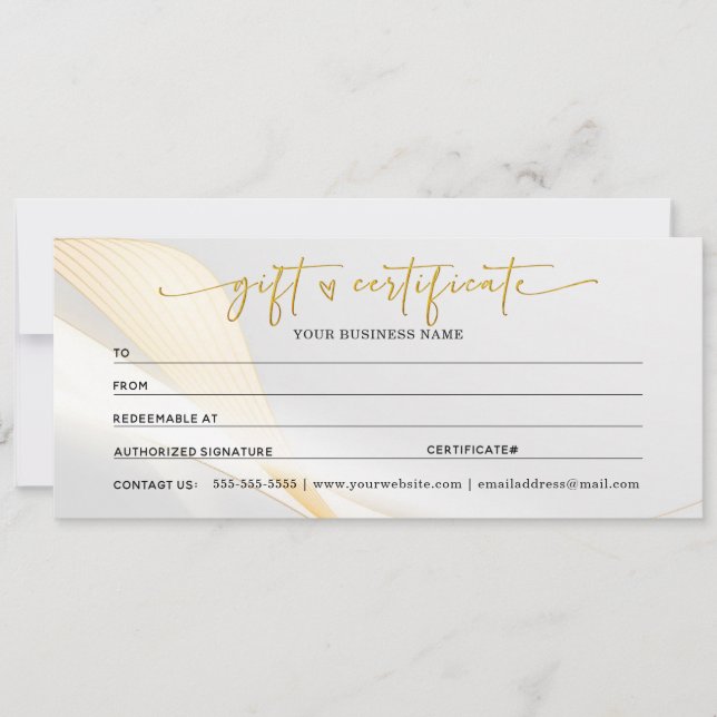 Certificats Cadeaux Or Pour Mon Entreprise (Devant)
