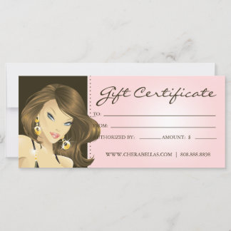 Certificats Cadeaux Salon de Cheveux Jolie Femme R