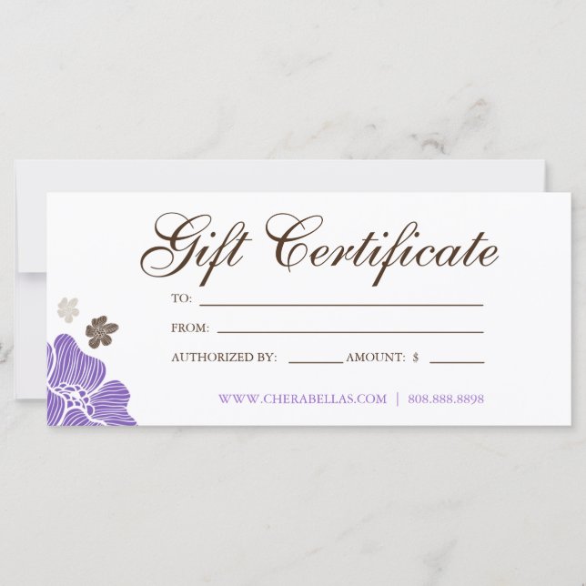 Certificats cadeaux Salon Fleur tropicale brun vio (Devant)