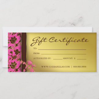 Certificats-Cadeaux Salon Spa Or Floral Rose Brown