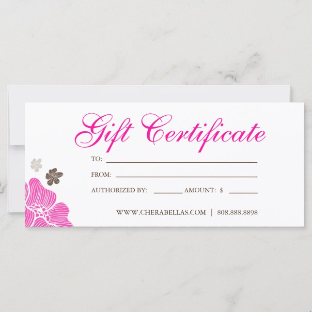 Certificats cadeaux Salon Tropical Flower rose bru (Devant)