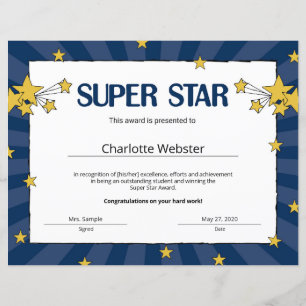 Certificats de reconnaissance d'étudiant Super Sta
