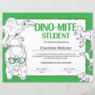 Certificats de reconnaissance Dino-Mite pour étudi