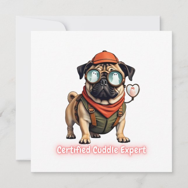 Certified Cuddle Expert Invitation Postcard (Devant)