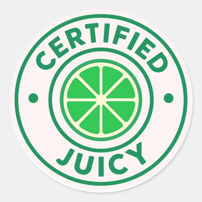 Certified Juicy™ – Autocollant Rond Lime (Devant)