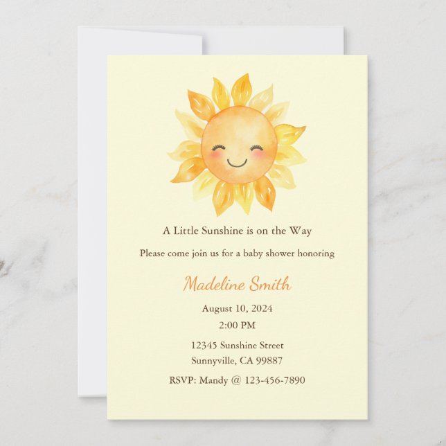 Ces invitations Little Sunsine est en route  (Devant)