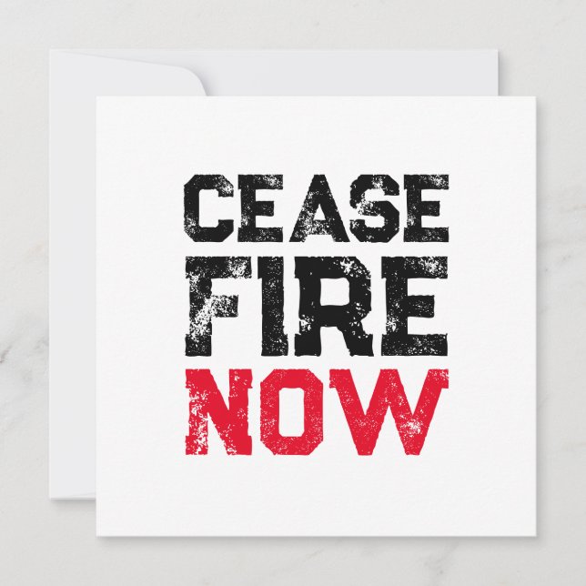 Cessez le feu maintenant noir rouge blanc grunge t (Devant)